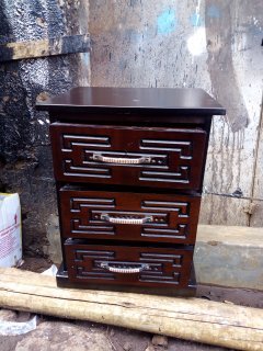 3 drawers bedside with unlocked drawers, mahogany hardwood painted chocolate.
