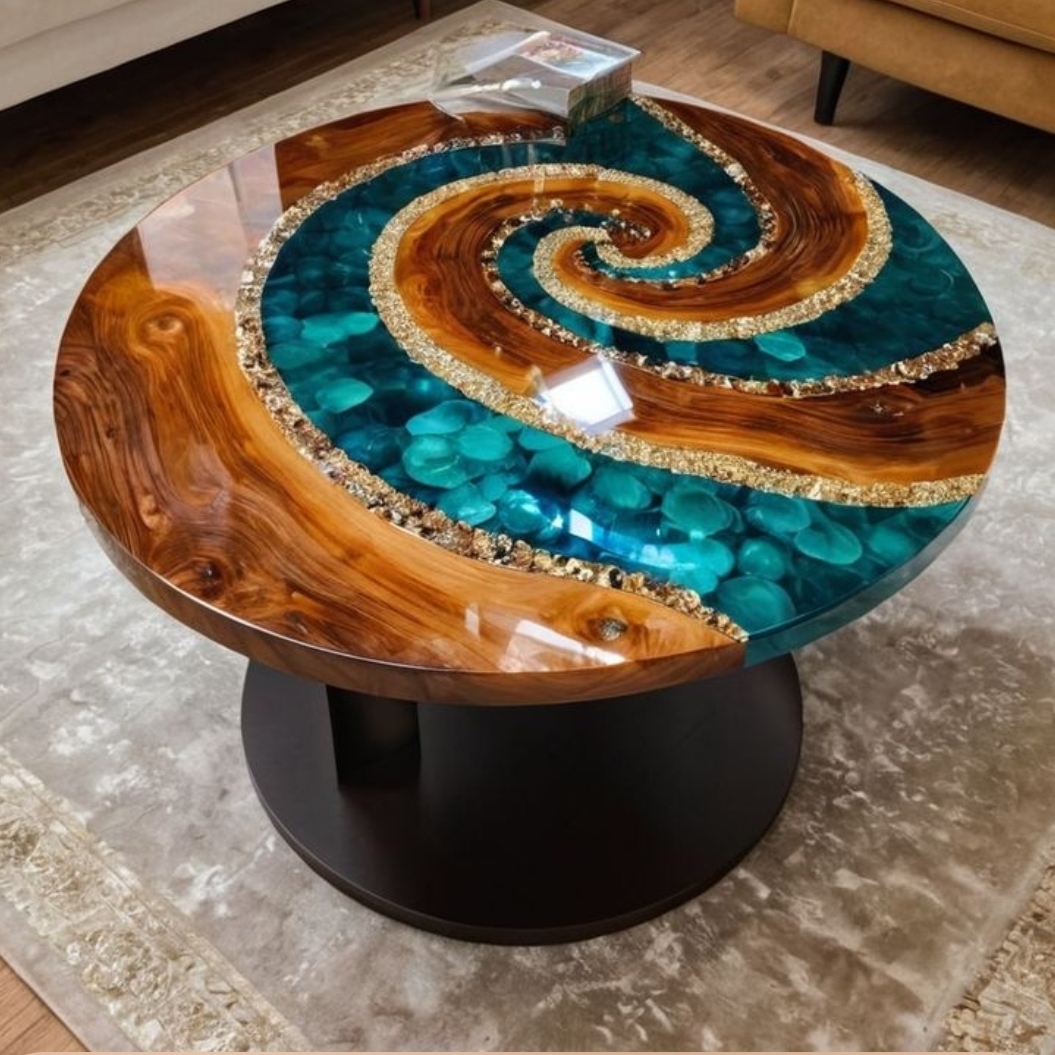 Coffee table made of epoxy resin.