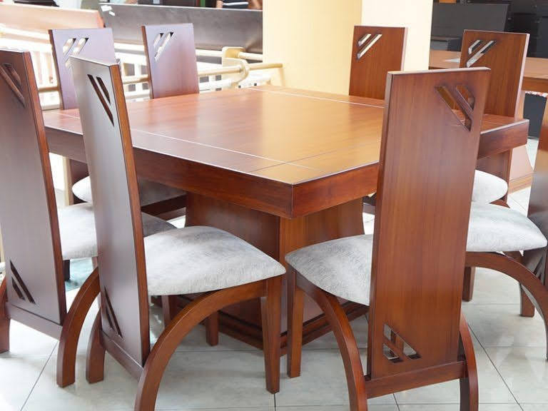 Dinning set, 6 seater pure mahogany hardwood, Brown color.
