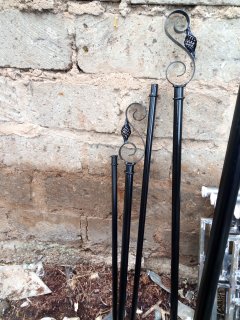 Double curtains rod, charged per metre.